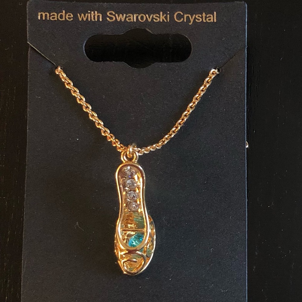 Disney Parks “Slipper” Necklace w/ Swarovski Crystals